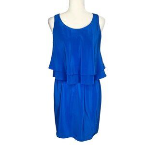 Amanda Uprichard Womens Blue Silk Sleeveless Mini Dress Tiered Waist size Small